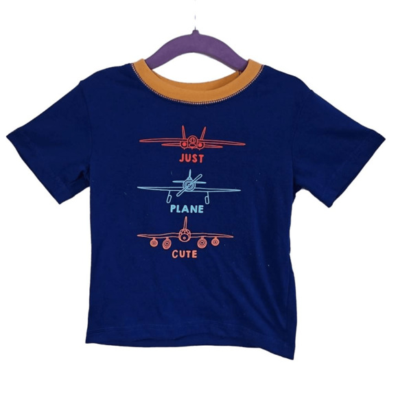 Joe Boxer Boys 3T Short Sleeve Graphic Ringer Tee Blue Just Plane Cute Airplane - Picture 1 of 4